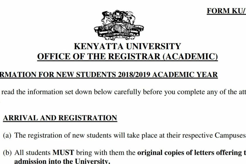 Update on Kenyatta University KUCCPS students Admission letters, 2019