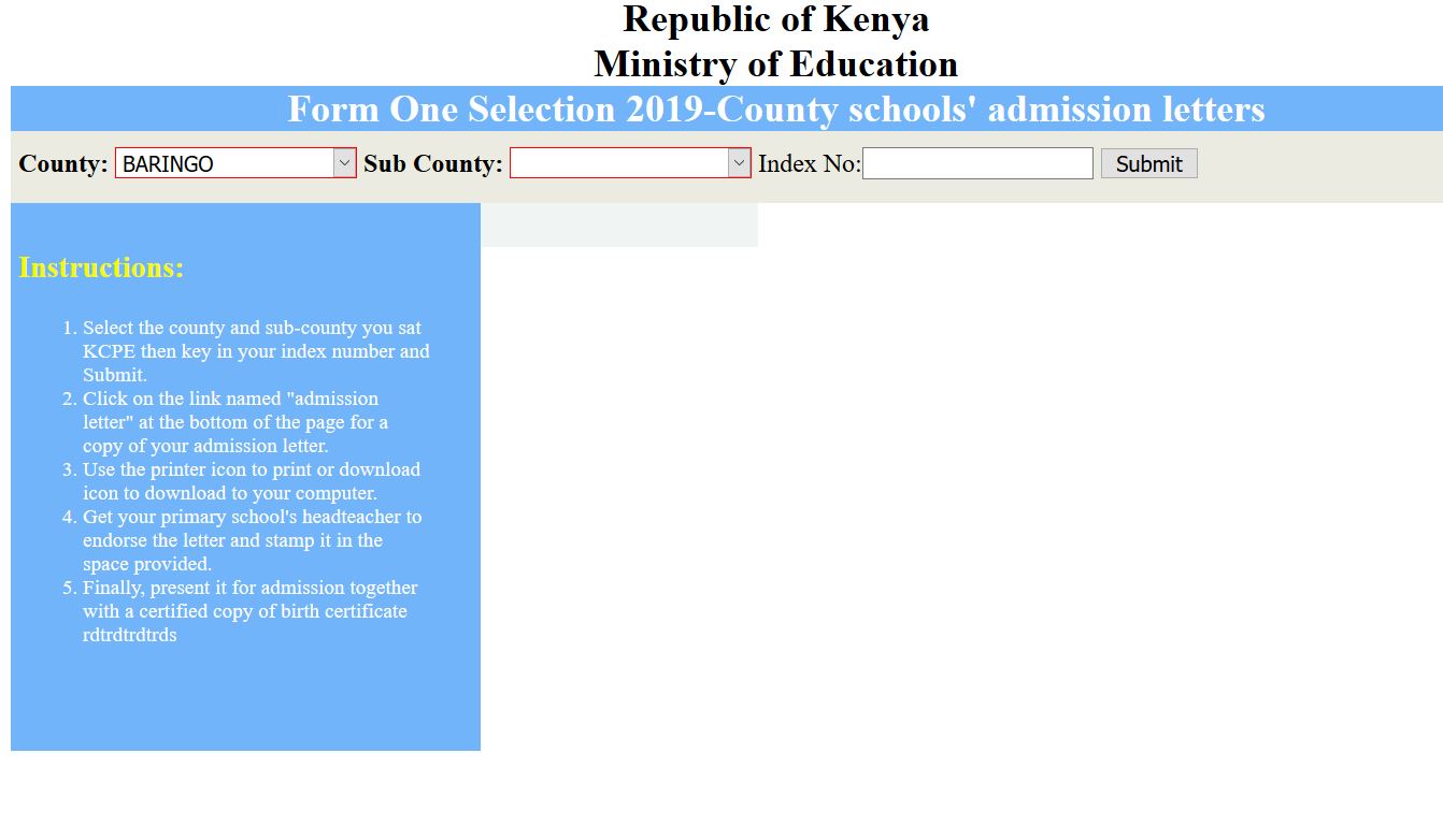 How to check form one secondary school selected to join