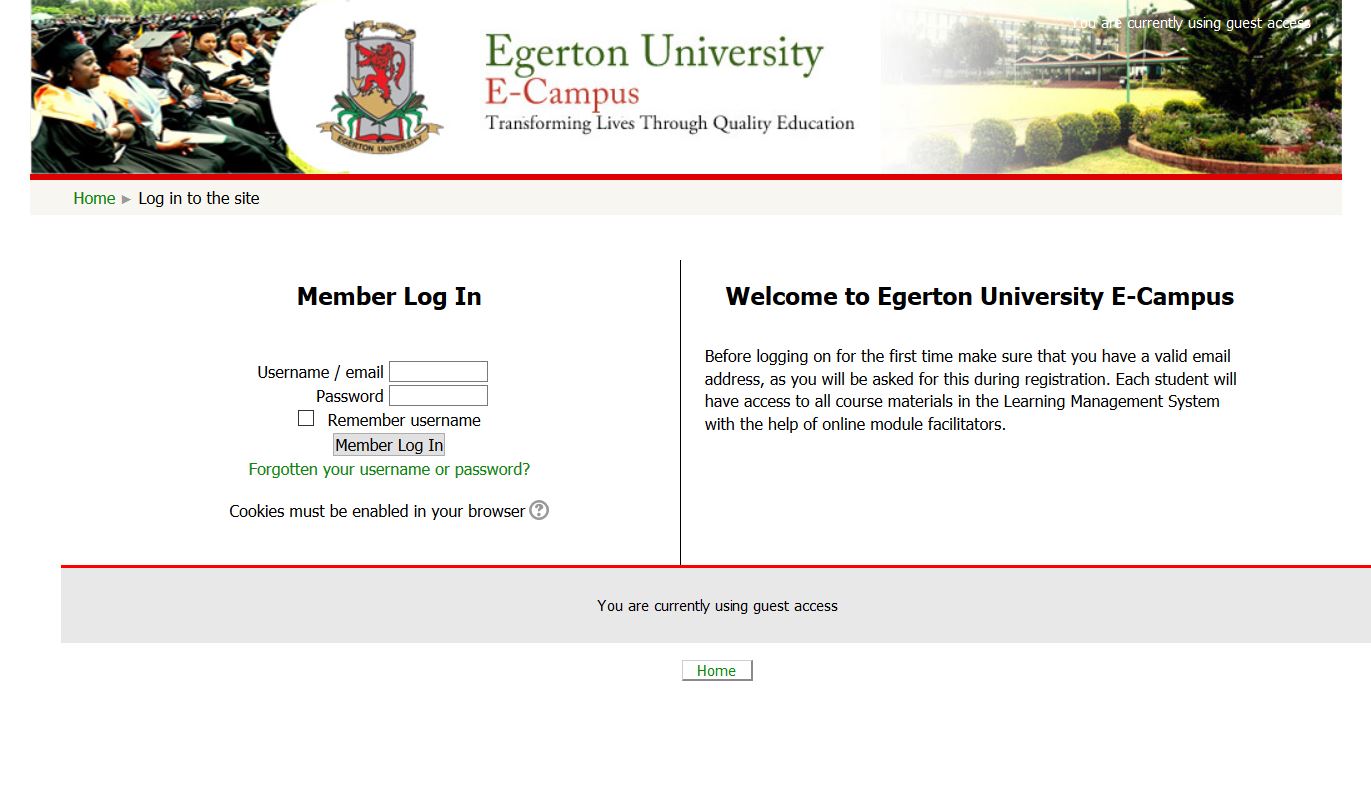 Egerton University e-learning portal: E-campus user guide