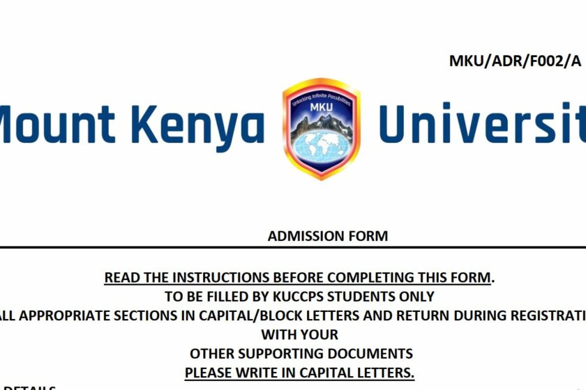 Mount Kenya University (mku) admission letters for KUCCPS students, 2019 government Sponsored