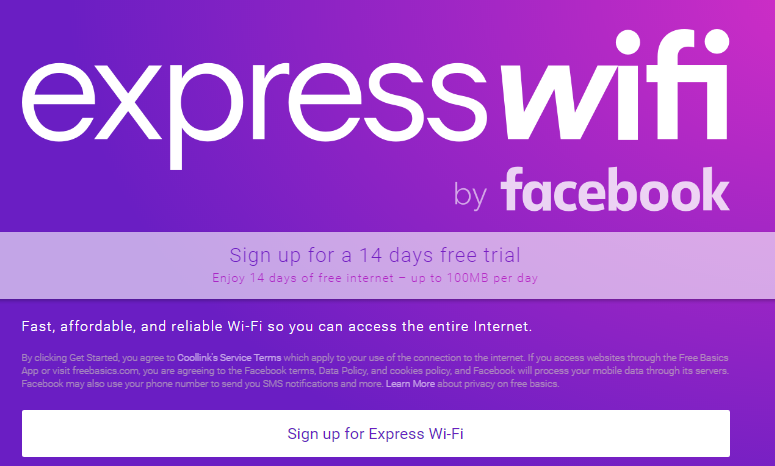 facebook expresswifi in Nairobi Kenya data
