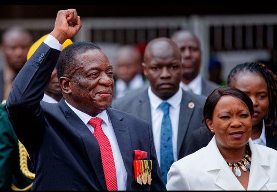 The new President of Zimbabwe Emmerson D. Mnangagwa with his wife