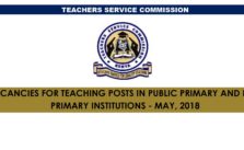 TSC May 2018 Job Vacancies: Primary and Post Primary teachers recruitment
