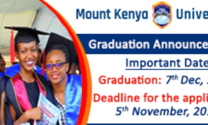Update on Mount Kenya University (MKU) 15th Graduation Ceremony and list, December 2018