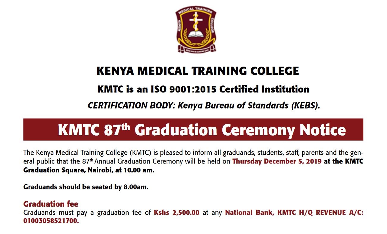 update on KMTC 87th Graduation Ceremony and list scheduled on 5th December 2019