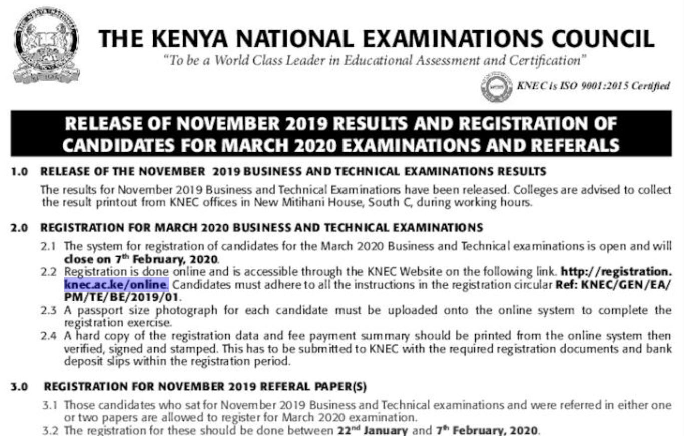 KNEC Business and Technical examination