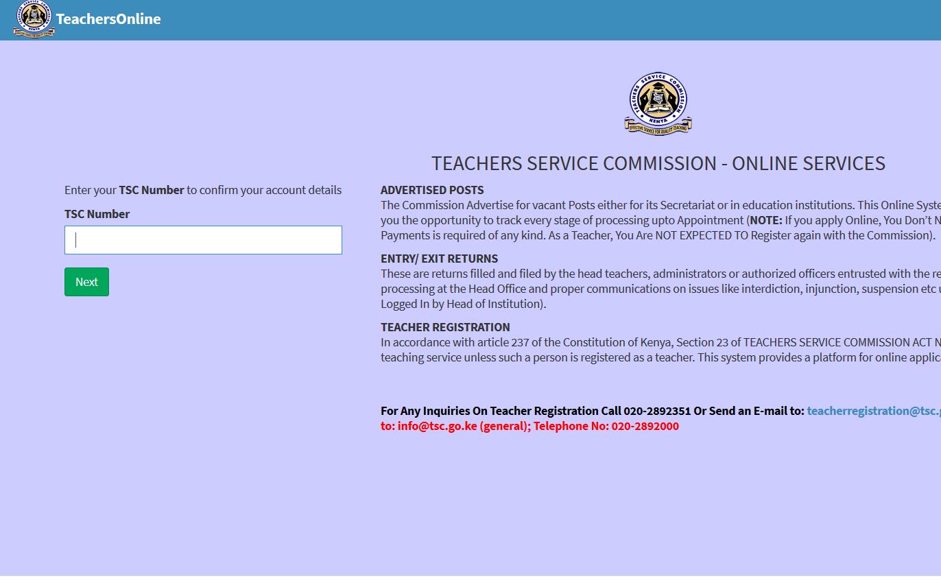 TSC Teachers online portal website registration and login guide