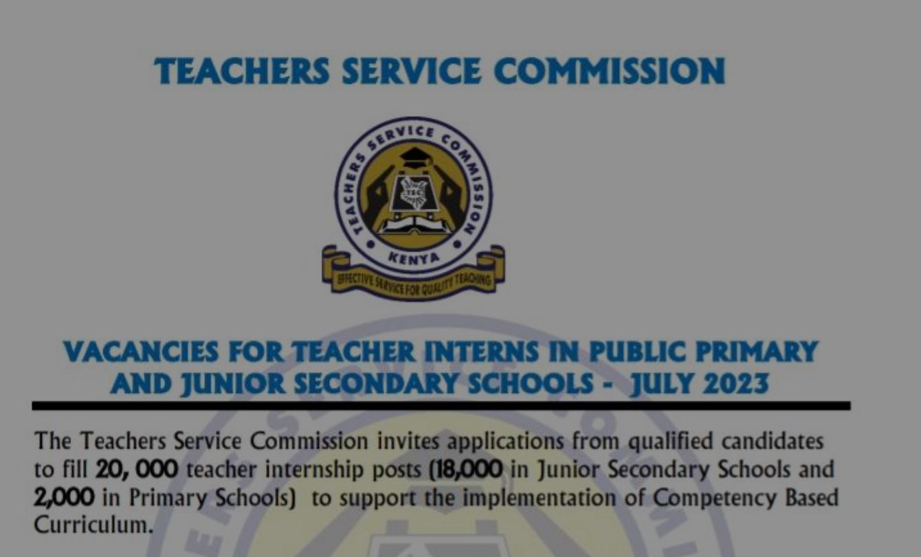 TSC opens application for recruitment of 20k Interns in 2023 Kenyayote